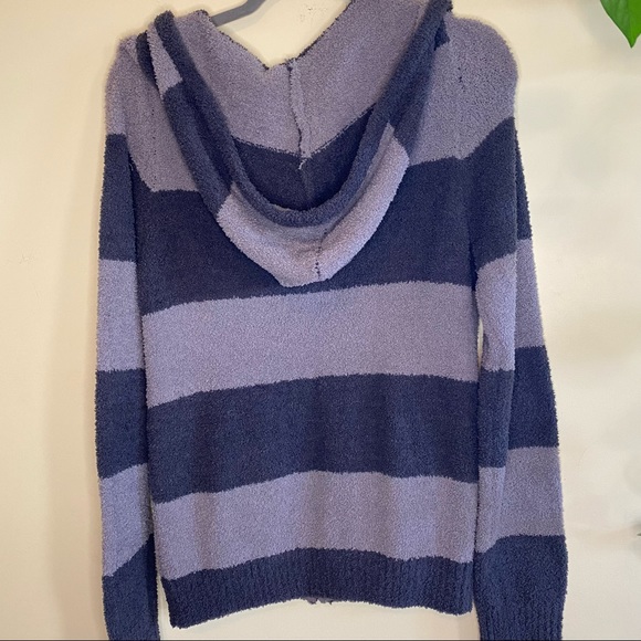 NWT HELLO NITE Soft Charcoal Grey Stripe Zip-Up Hoodie Size Small - Picture 6 of 6